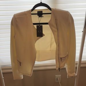 Armani exchange ivory zip up blazer